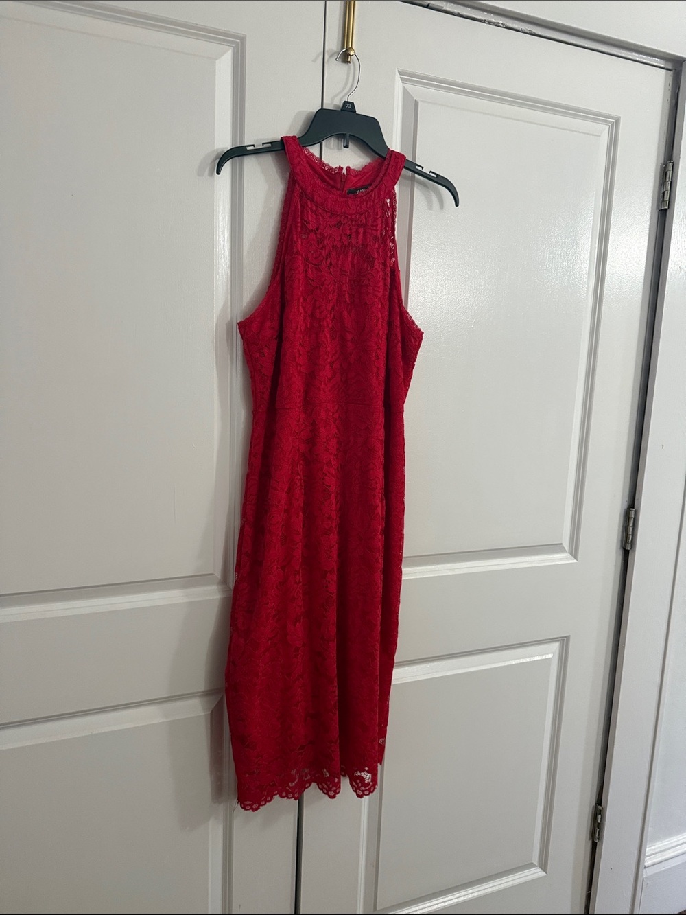 Lace red halter dress